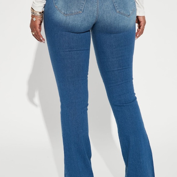 Fashion Nova | Bring It Down Flare Jeans - Medium Blue Wash | Size 18 - Picture 5 of 6